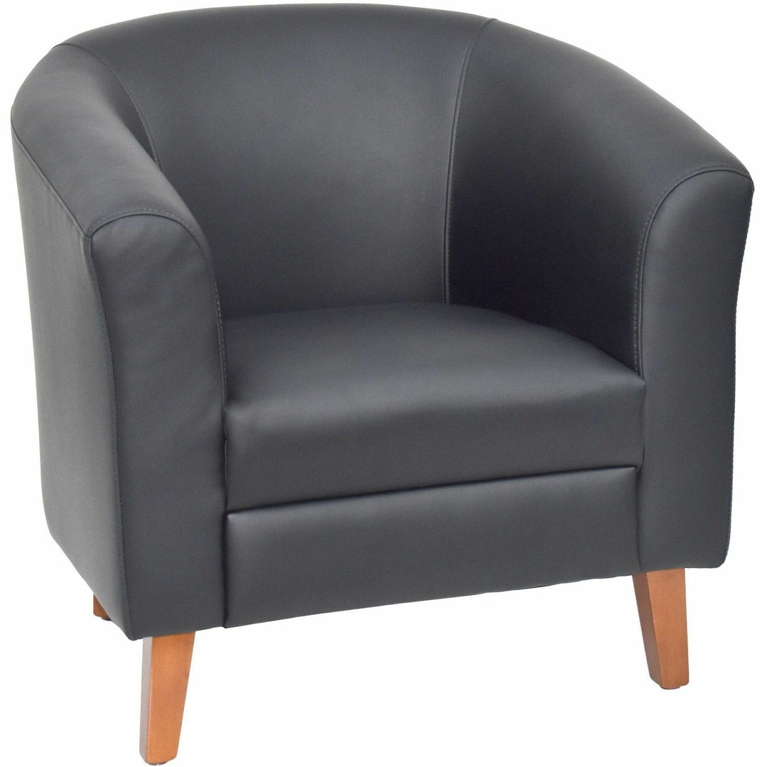 Image of Lorell Chair, Barrel Shape, Leather, 31-1/2"x28-3/4"x30-3/4", Black
