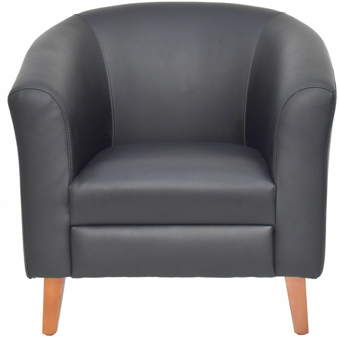 Image of Lorell Chair, Barrel Shape, Leather, 31-1/2"x28-3/4"x30-3/4", Black