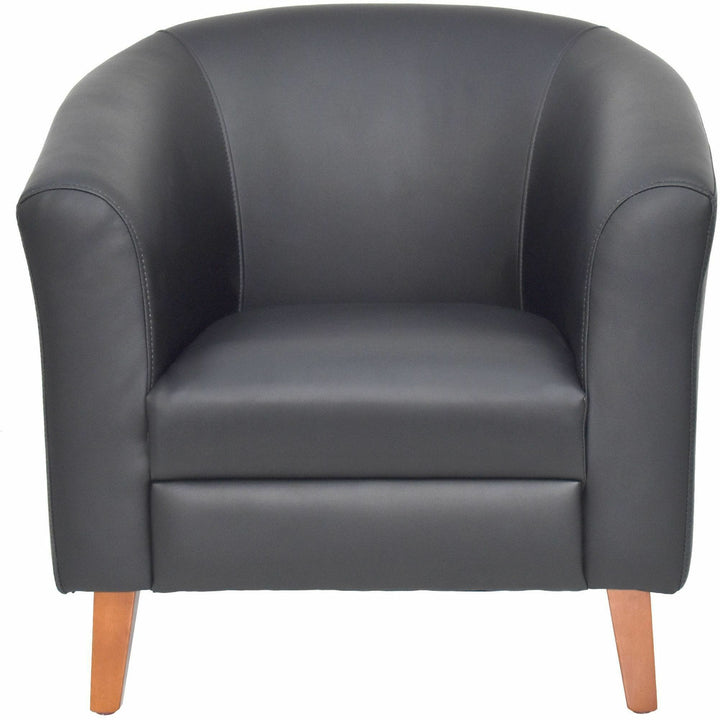 Image of Lorell Chair, Barrel Shape, Leather, 31-1/2"x28-3/4"x30-3/4", Black