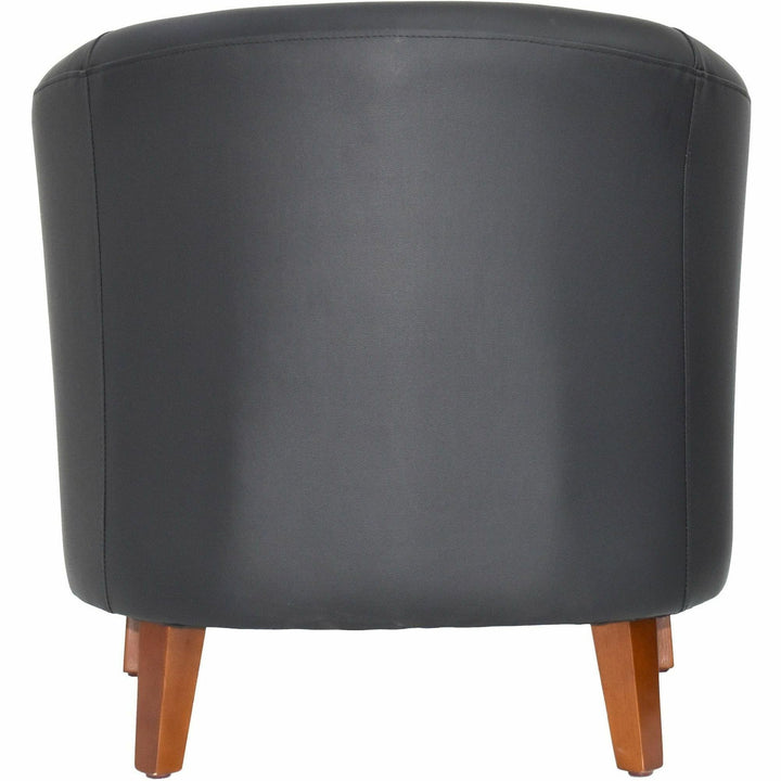 Image of Lorell Chair, Barrel Shape, Leather, 31-1/2"x28-3/4"x30-3/4", Black