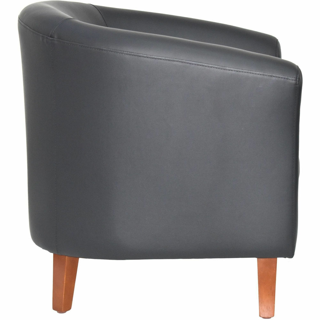 Image of Lorell Chair, Barrel Shape, Leather, 31-1/2"x28-3/4"x30-3/4", Black