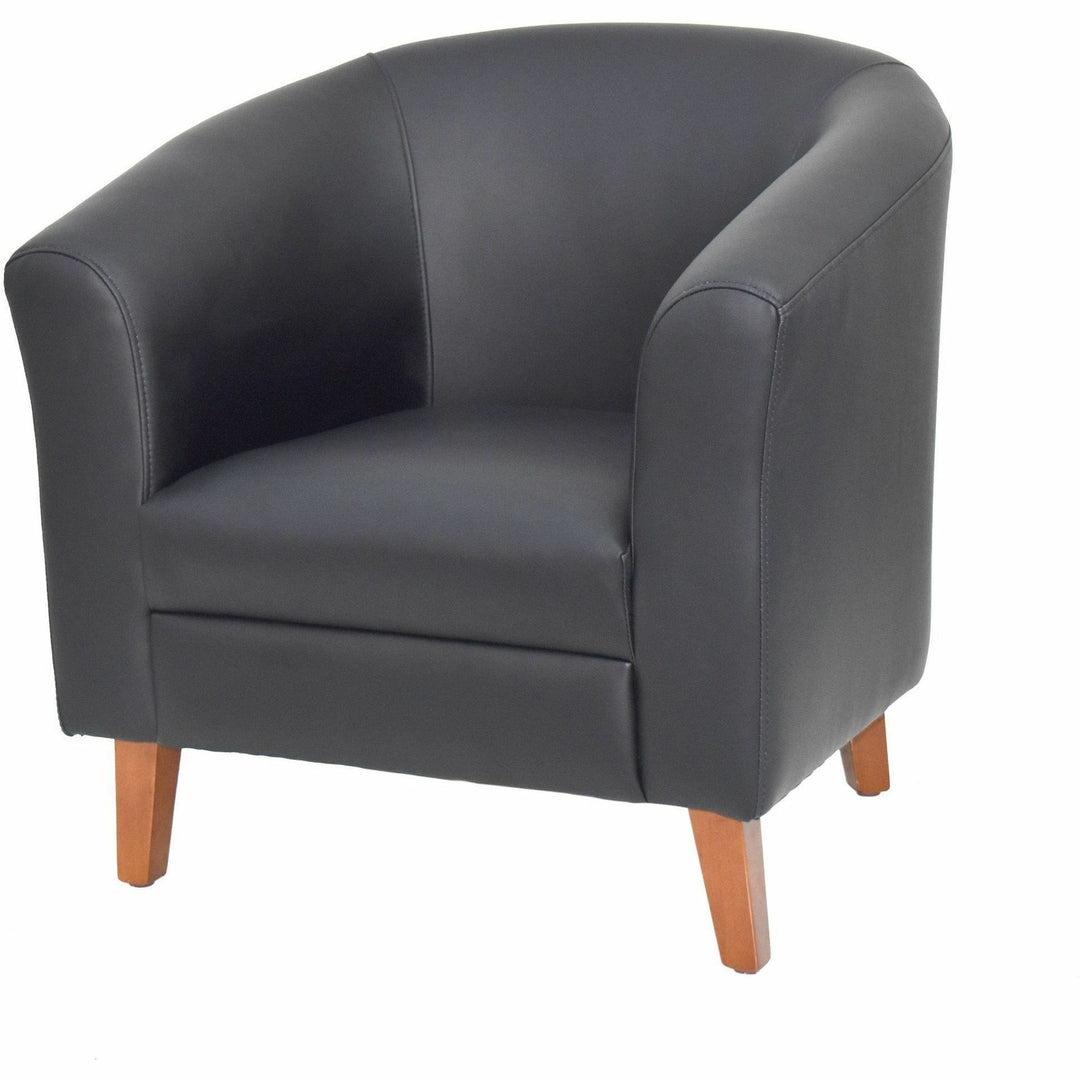 Image of Lorell Chair, Barrel Shape, Leather, 31-1/2"x28-3/4"x30-3/4", Black