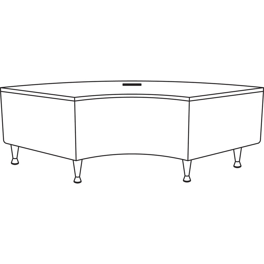 Image of Lorell 86921 Fuze Modular Series Lounge Connector Unit, Four-legged Base, Black, Mahogany, Leather, Aluminum, 1 Each