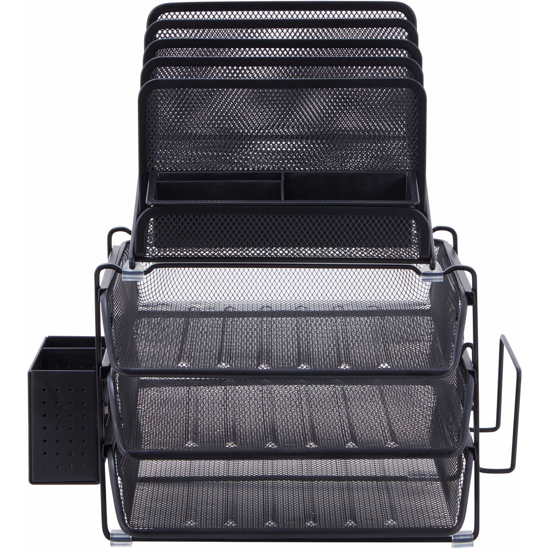 Image of Lorell Mesh Desktop Organizer, 12-7/8"Wx14-3/8"Dx15-3/4"H, Black