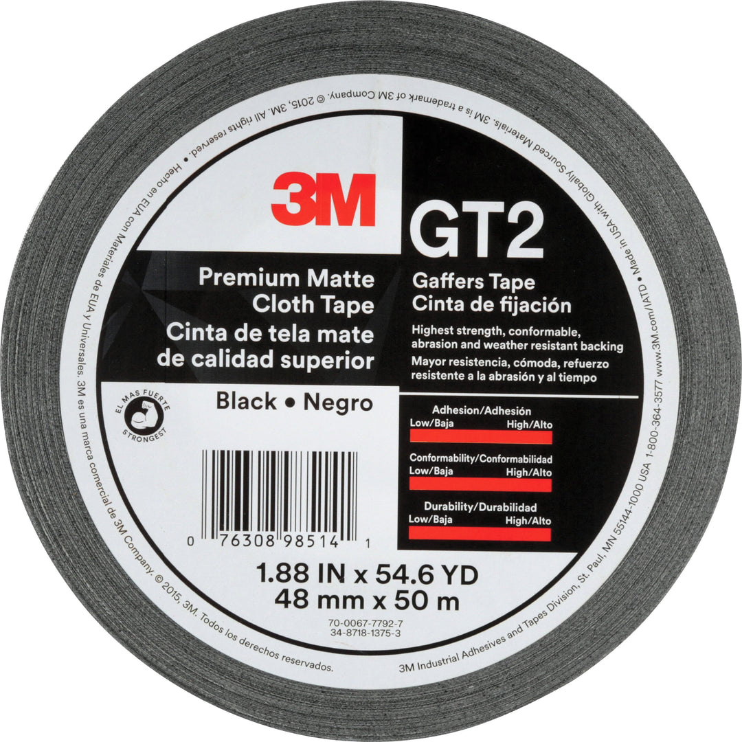 Image of 3M Matte Cloth Tape, 1-9/10"x163-4/5', 11 mil, BK
