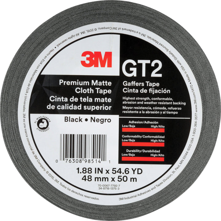 Image of 3M Matte Cloth Tape, 1-9/10"x163-4/5', 11 mil, BK