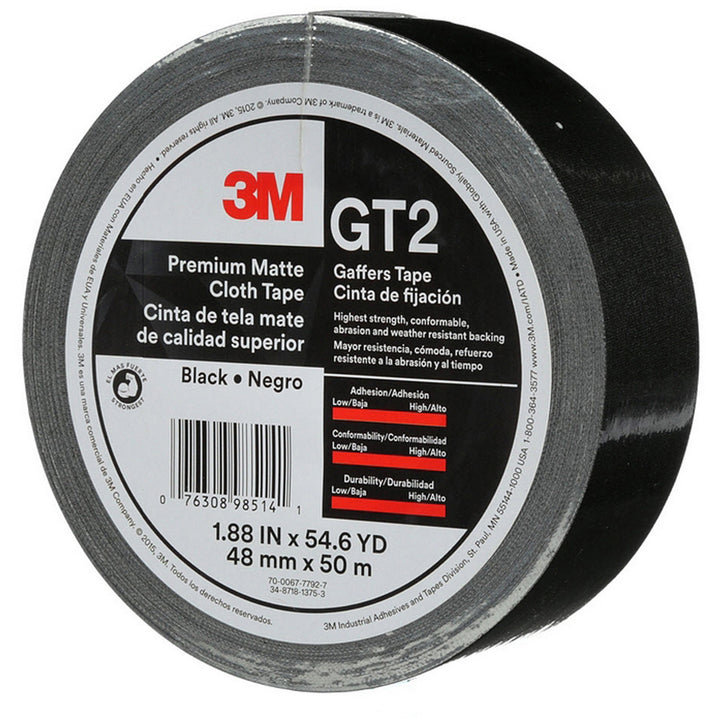 Image of 3M Matte Cloth Tape, 1-9/10"x163-4/5', 11 mil, BK