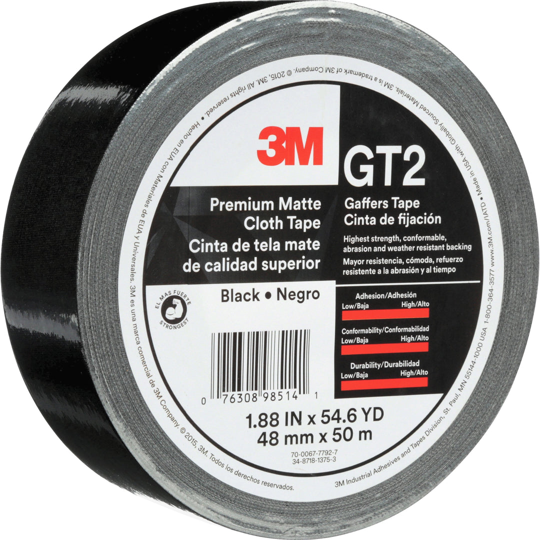 Image of 3M Matte Cloth Tape, 1-9/10"x163-4/5', 11 mil, BK