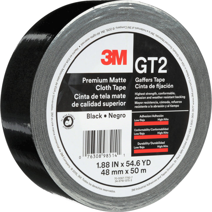 Image of 3M Matte Cloth Tape, 1-9/10"x163-4/5', 11 mil, BK