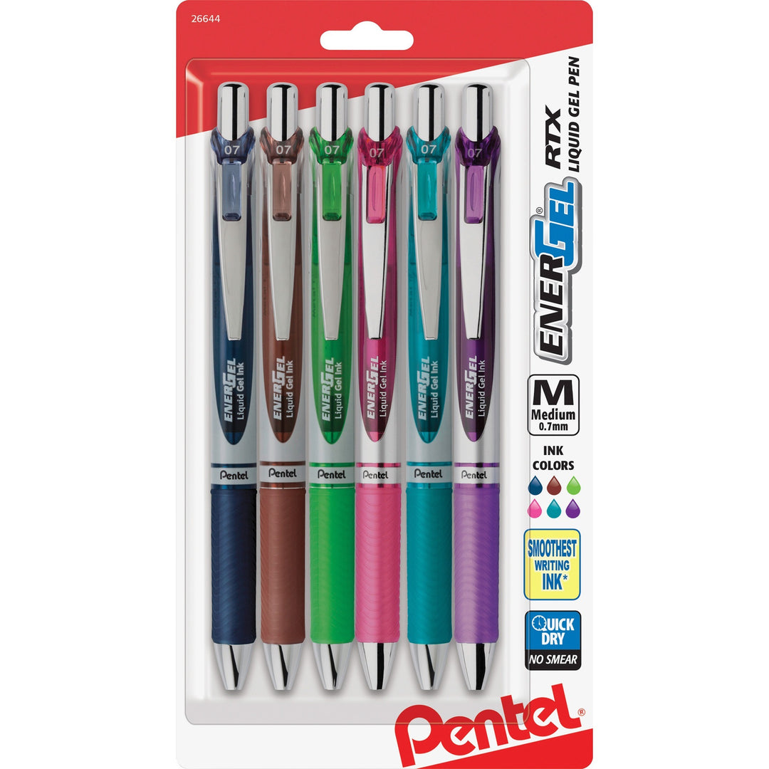 Image of Pentel® Energel Rtx Gel Pen, Retractable, Medium 0.7 Mm, Assorted Ink And Barrel Colors, 6/pack