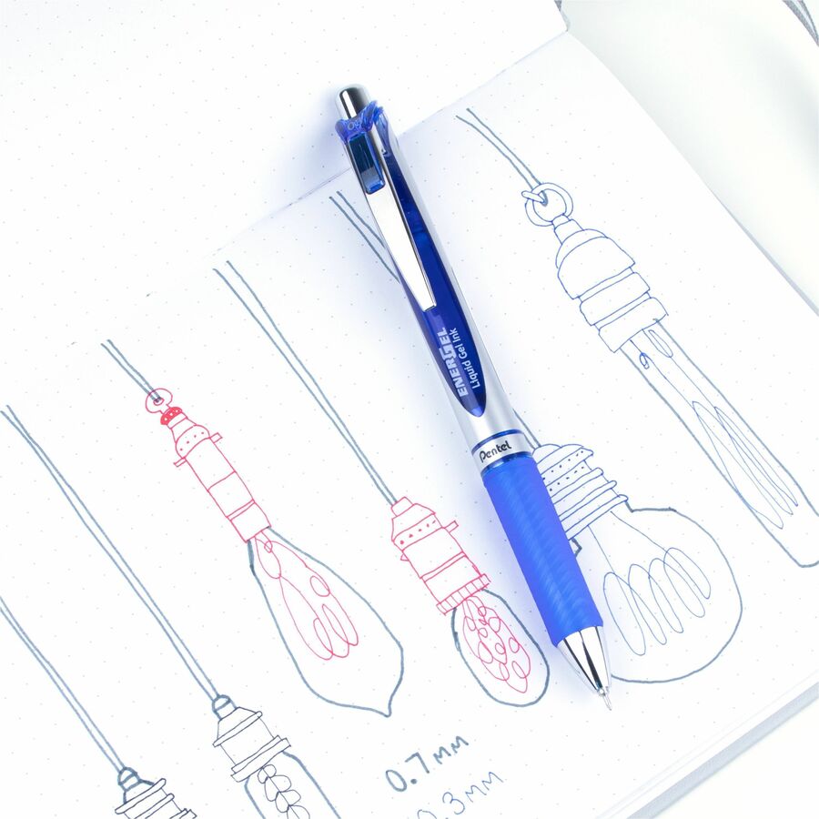 Image of Pentel® Retractable Liquid Gel Pen, Fast-Drying, 0.3mm Tip, Blue