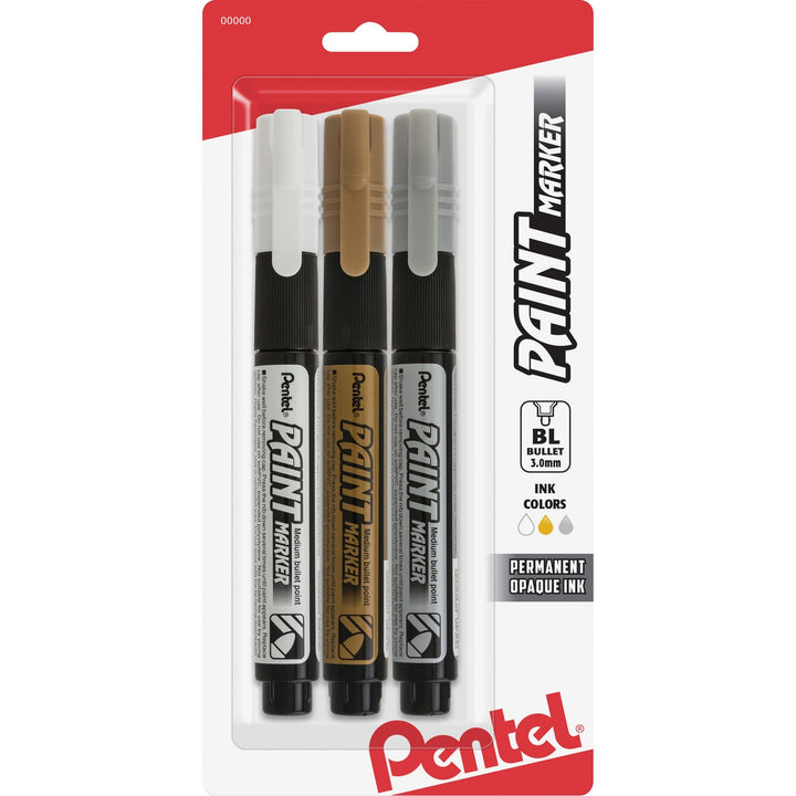 Image of Pentel® Paint Marker, Opaque Ink, Medium Bullet Tip, 3/PK, Assorted