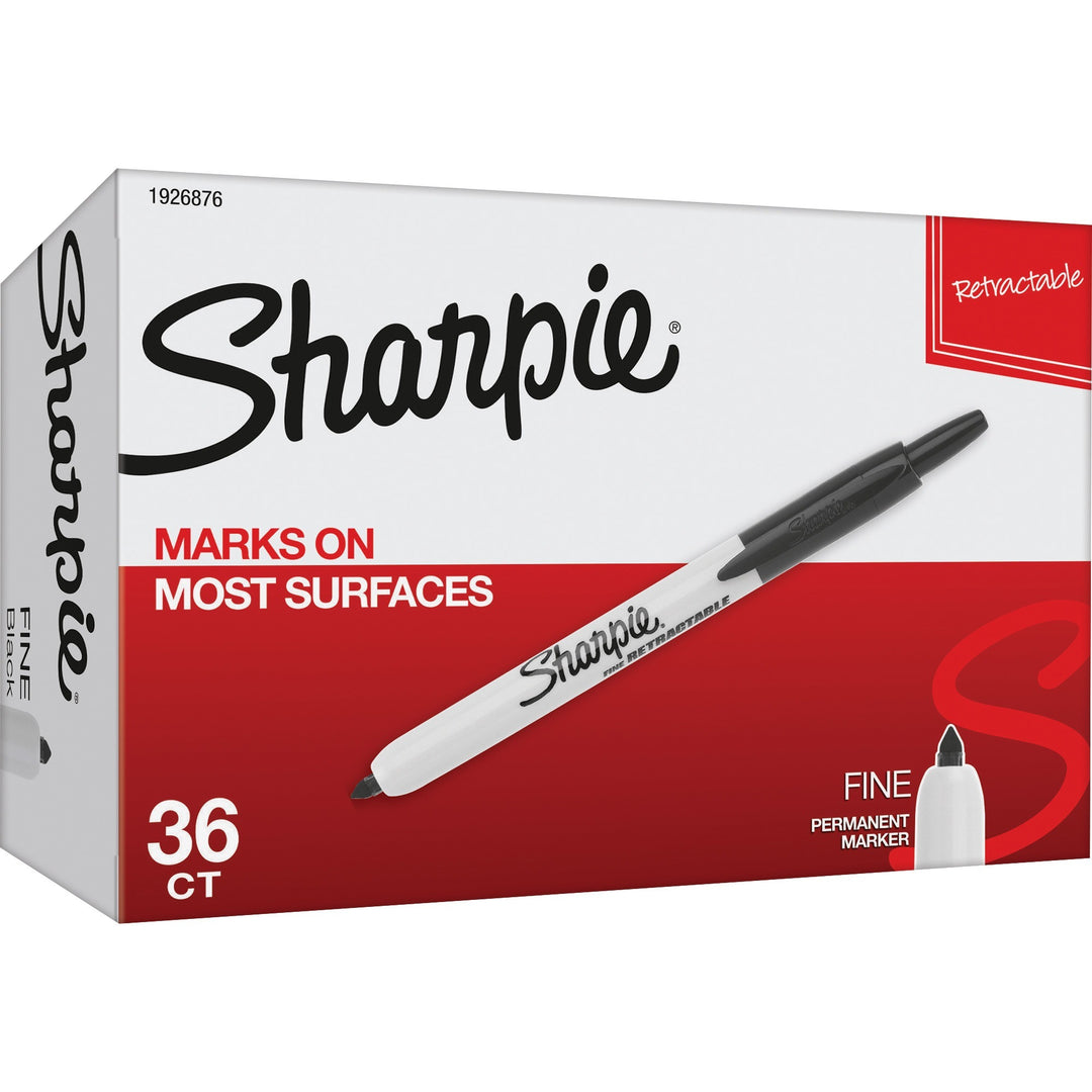 Image of Sharpie 1926876 Fine Point Retractable Markers, Retractable, Black Ink, 36 / Box
