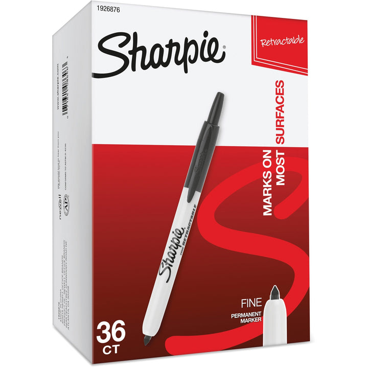 Image of Sharpie 1926876 Fine Point Retractable Markers, Retractable, Black Ink, 36 / Box