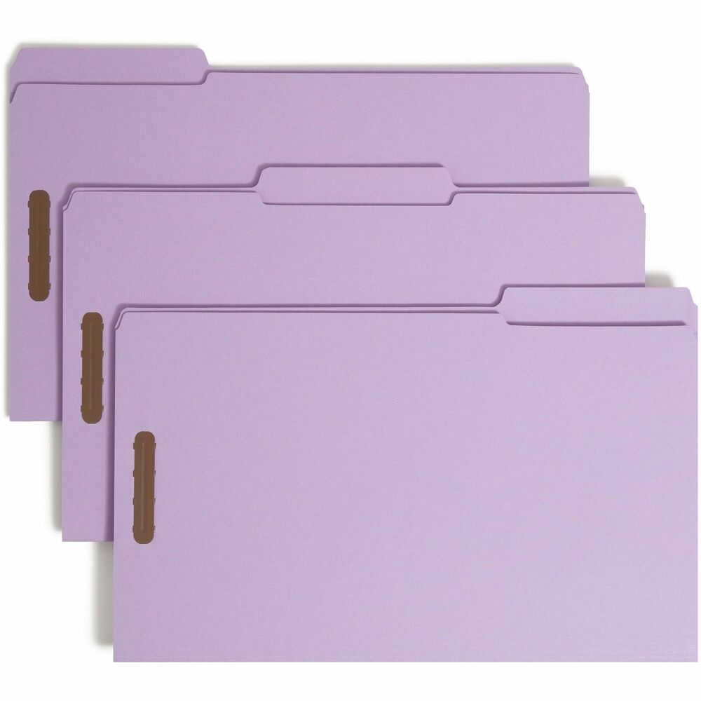 Image of Smead Folders, 2 Fasteners, 1/3 AST Tab Cut, Lgl, 50/BX, Lavender