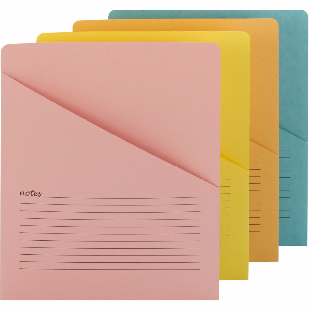Image of Smead 75427 Organized Up Notes Slash Jackets, 11 pt., Aqua, Goldenrod, Pink, Yellow, Preprinted, Sturdy, Closed Sides, 10% Recycled, 12 / Pack