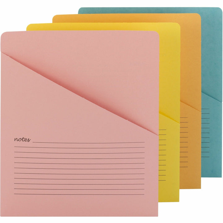 Image of Smead 75427 Organized Up Notes Slash Jackets, 11 pt., Aqua, Goldenrod, Pink, Yellow, Preprinted, Sturdy, Closed Sides, 10% Recycled, 12 / Pack