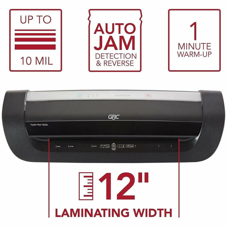 Image of GBC® Fusion Plus 6000l Thermal Pouch Laminator, Four Rollers, 12" Max Document Width, 10 Mil Max Document Thickness