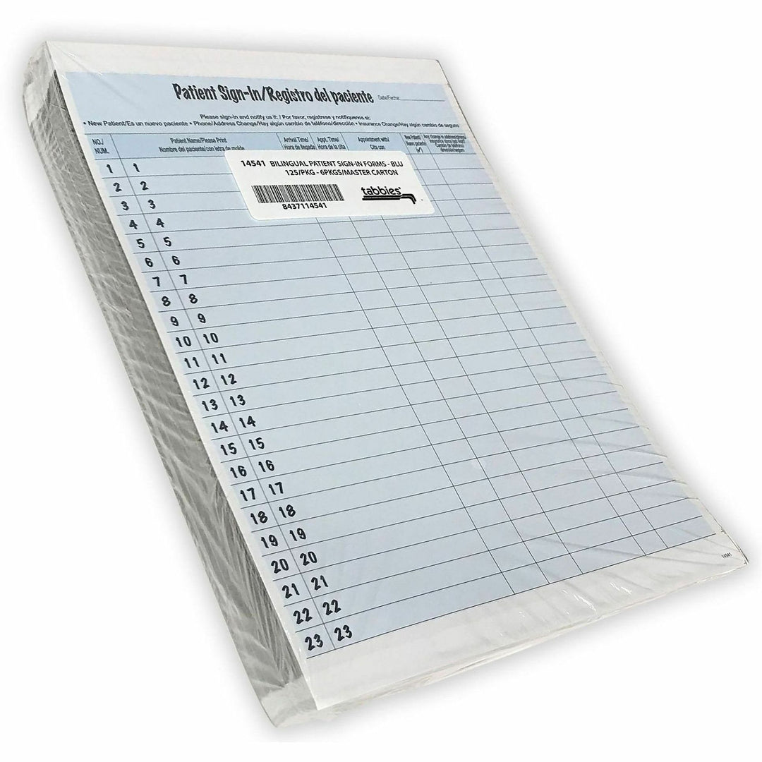 Image of Tabbies® Hipaa Labels, Patient Sign-In, 8.5 X 11, Blue, 23/sheet, 125 Sheets/pack