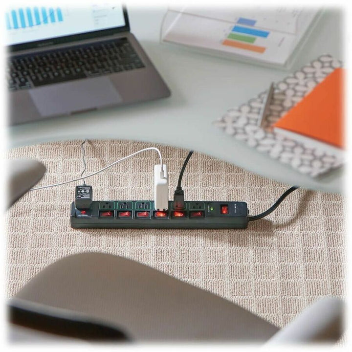 Image of Tripp Lite by Eaton Surge Protector, 7-Outlet, 6' Cord, 3-2/5"Wx15"Dx1-2/5"H, BK