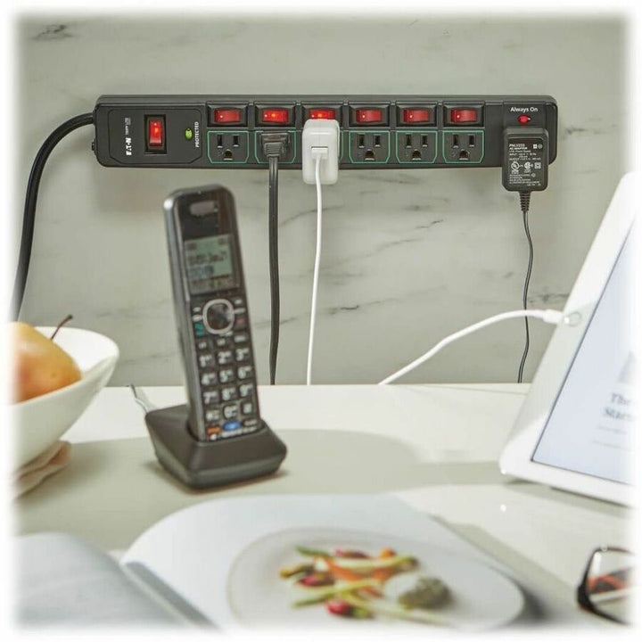 Image of Tripp Lite by Eaton Surge Protector, 7-Outlet, 6' Cord, 3-2/5"Wx15"Dx1-2/5"H, BK