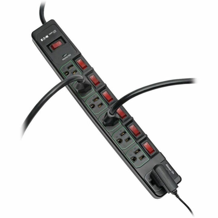 Image of Tripp Lite by Eaton Surge Protector, 7-Outlet, 6' Cord, 3-2/5"Wx15"Dx1-2/5"H, BK