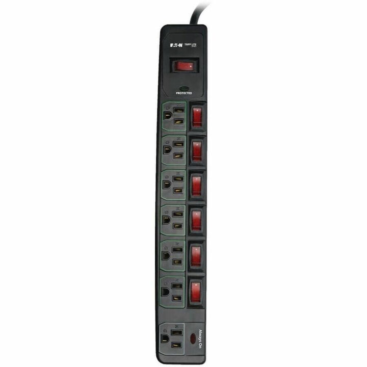 Image of Tripp Lite by Eaton Surge Protector, 7-Outlet, 6' Cord, 3-2/5"Wx15"Dx1-2/5"H, BK