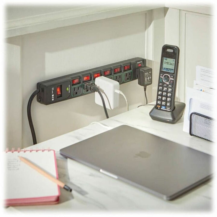 Image of Tripp Lite by Eaton Surge Protector, 7-Outlet, 6' Cord, 3-2/5"Wx15"Dx1-2/5"H, BK