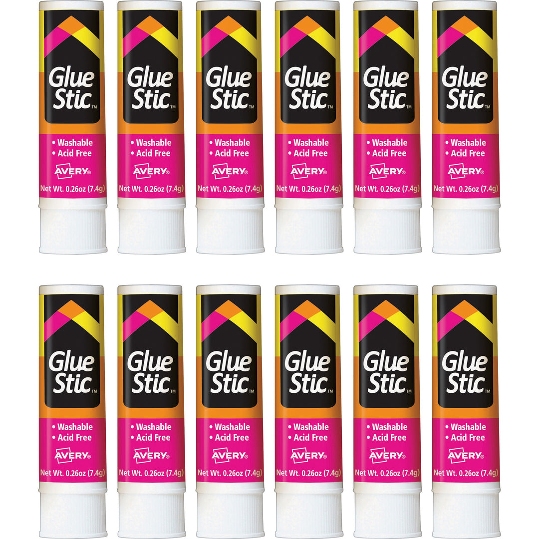 Image of Avery® Glue Stic, Permanent, Washable, 0.26 oz., 12/BX, Clear