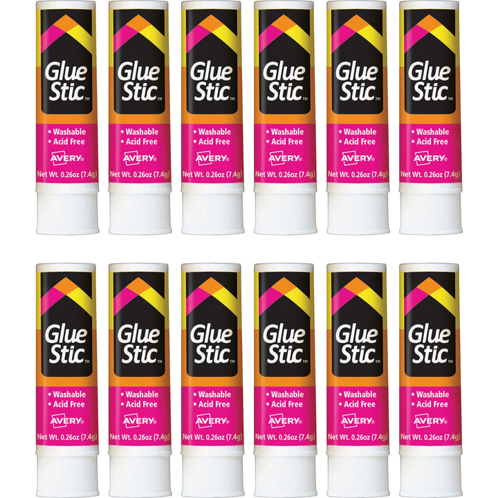 Image of Avery® Glue Stic, Permanent, Washable, 0.26 oz., 12/BX, Clear