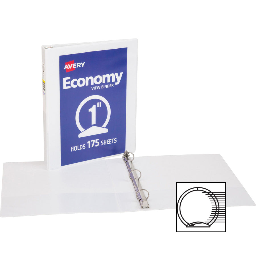 Image of Avery® View Binder, 1" Round Rings, Economy, 11"x8-1/2", 4/BD, WE