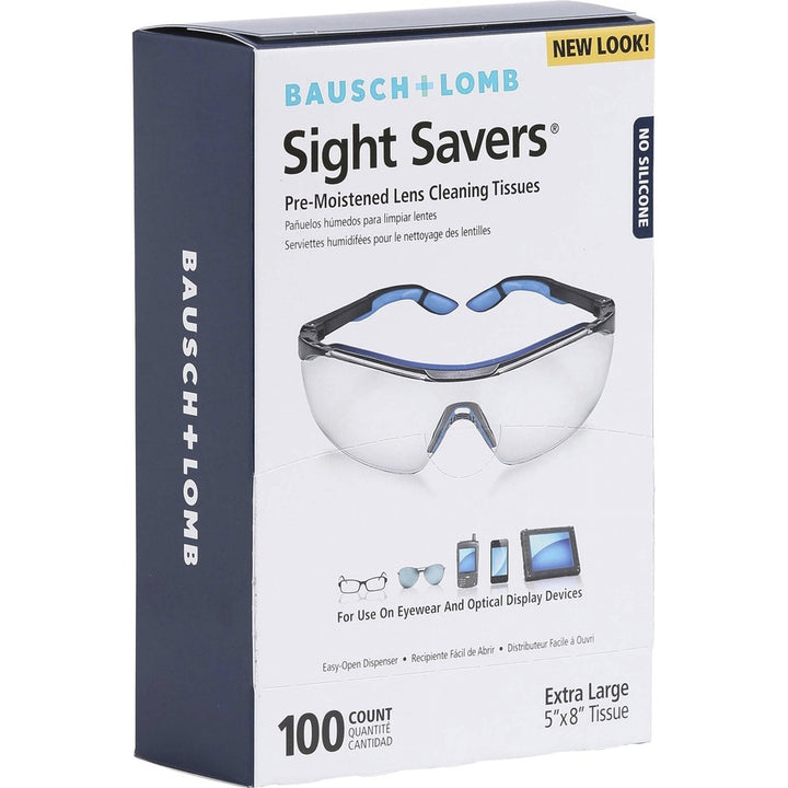 Image of Bausch & Lomb Lens Cleaning Tissues, Pre-Moistened, 5"x8", 100/BX,2BX/BD