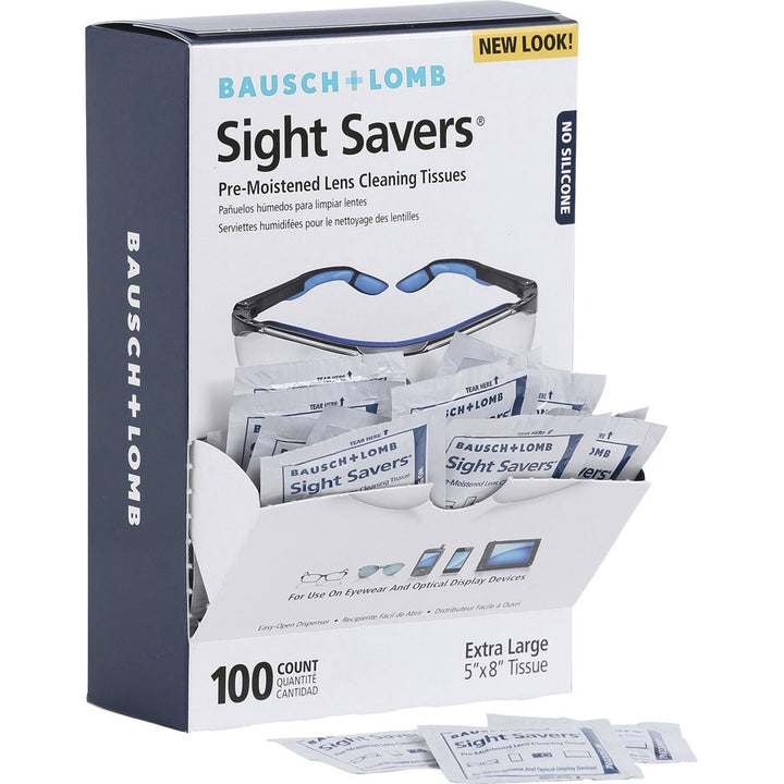 Image of Bausch & Lomb Lens Cleaning Tissues, Pre-Moistened, 5"x8", 100/BX,2BX/BD