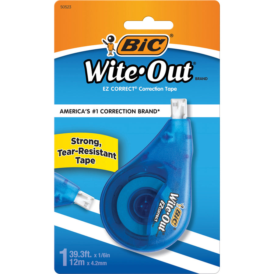 Image of BIC® Correction Tape, 1/5"x39.3', Single Line, 6/BX, White