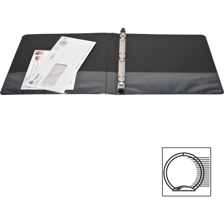 Image of Business Source View Binders, w/2 Inside Pockets, 1/2" Cap, 4/BD, Black