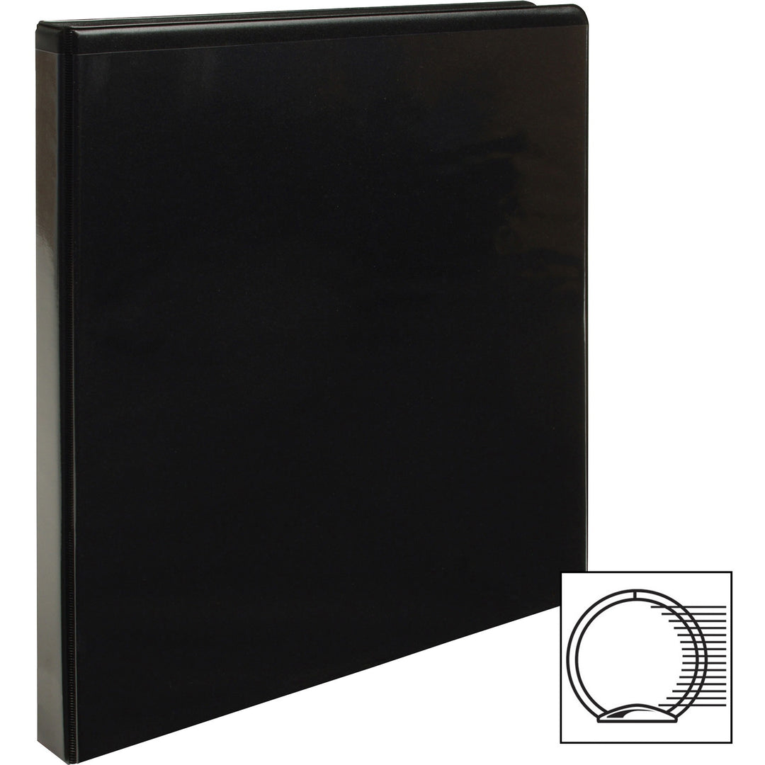 Image of Business Source View Binders, w/2 Inside Pockets, 1/2" Cap, 4/BD, Black