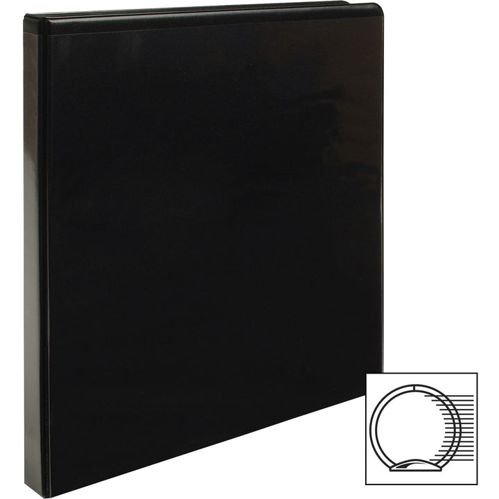 Image of Business Source View Binders, w/2 Inside Pockets, 1/2" Cap, 4/BD, Black