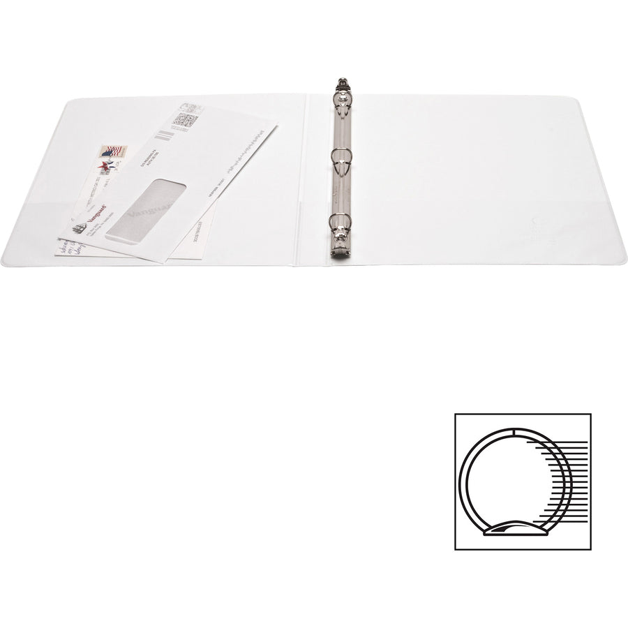 Image of Business Source View Binders, w/2 Inside Pockets, 1/2" Cap, 4/BD, White