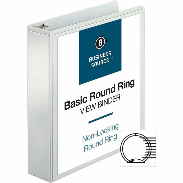 Image of Business Source View Binder, w/ 2 Inside Pockets, 2" Capacity, 4/BD, White