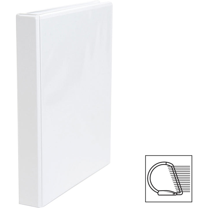 Image of Business Source D-Ring Binders, w/Pockets, 1" Cap, 8-1/2"x11", 4/BD, White