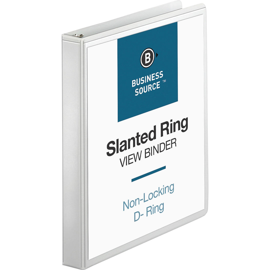 Image of Business Source D-Ring Binders, w/Pockets, 1" Cap, 8-1/2"x11", 4/BD, White