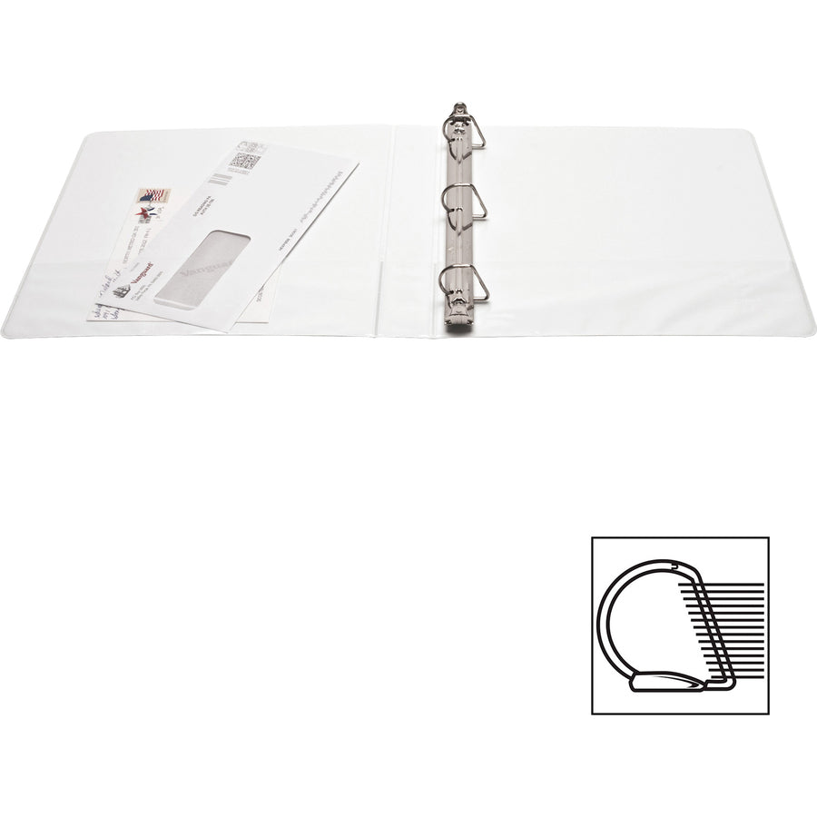 Image of Business Source D-Ring Binders, w/Pockets, 1" Cap, 8-1/2"x11", 4/BD, White