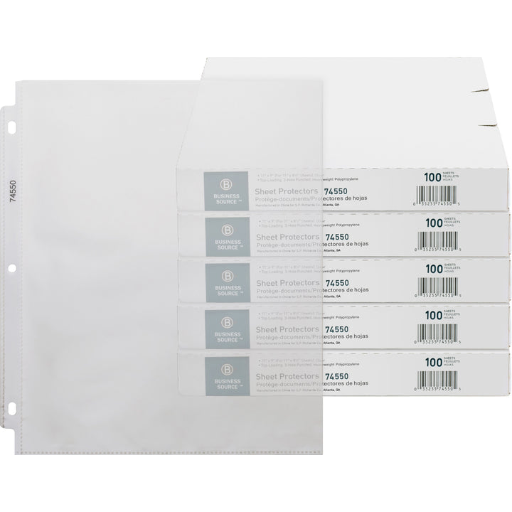 Image of Business Source Sheet Protectors,Top Load,3.2 mil,11"x8-1/2",100/BX,5/CT,CL