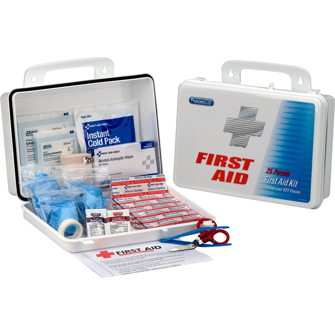 Image of First Aid Only 60002 25 Person Office First Aid Kit, 135 x Piece(s) For 25 x Individual(s), 10" H x 3" Width7" Length, Plastic Case, 1 Each