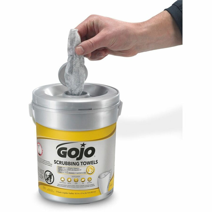 Image of GOJO® Scrubbing Towels, Large, 72/Canister, 10-1/2"x12", 6/CT, WE