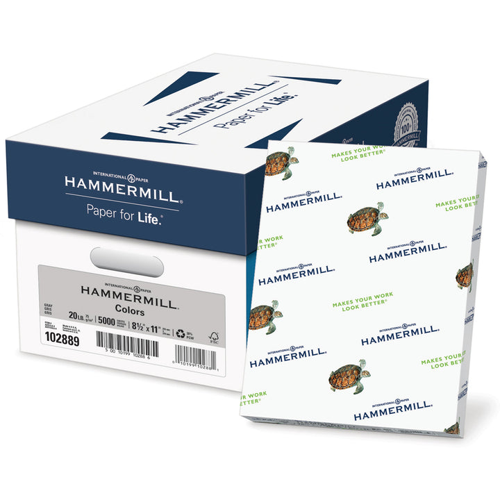 Image of Hammermill® Colors Print Paper, 20 lb Bond Weight, 8.5 x 11, Gray, 500 Sheets/Ream, 10 Reams/Carton