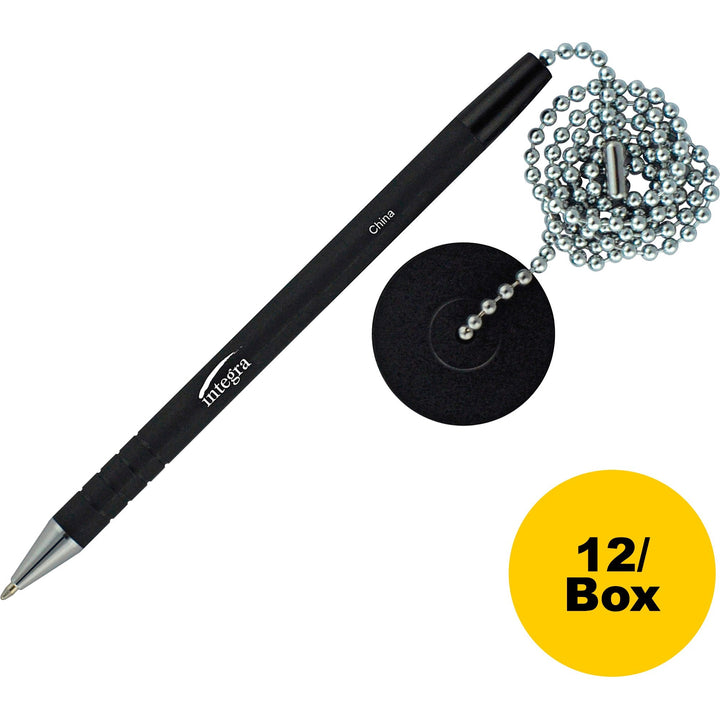 Image of Integra Counter Pen, w/24"L Chain & Base, Antimicrobial, 12/BX, BK