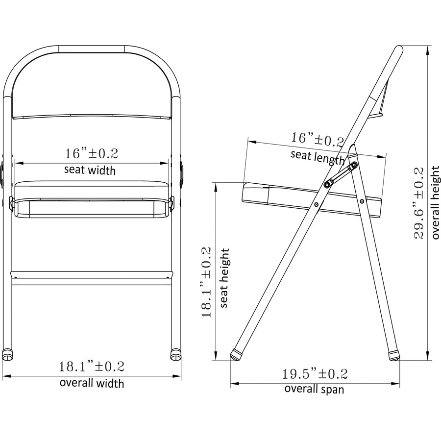 Image of Lorell Chairs,Folding,225 lb Cap,18-3/8"x19-1/4"x29-5/8",4/CT,Black
