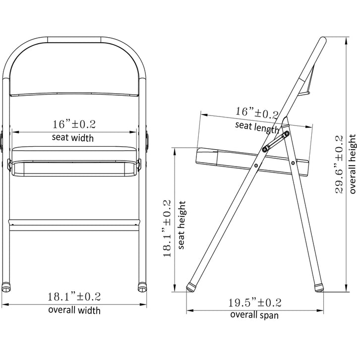 Image of Lorell Chairs,Folding,225 lb Cap,18-3/8"x19-1/4"x29-5/8",4/CT,Black