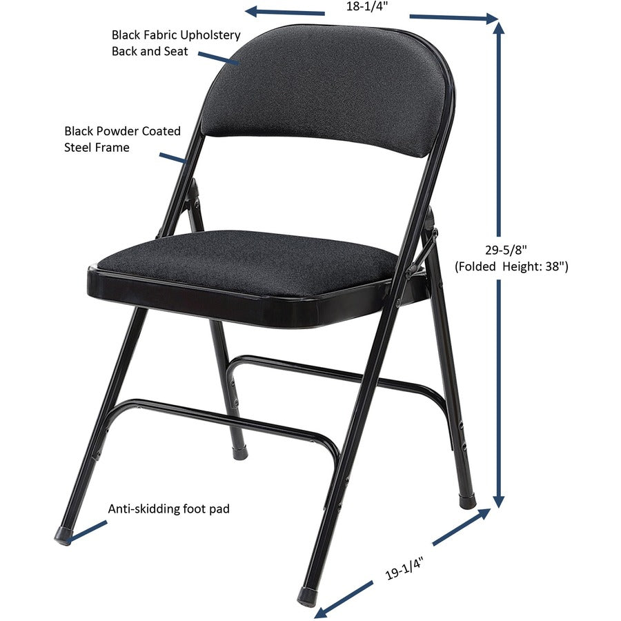 Image of Lorell Chairs,Folding,225 lb Cap,18-3/8"x19-1/4"x29-5/8",4/CT,Black